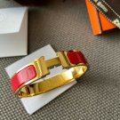 Classic Hermes H Clic Clac Bracelet GHW GOLD RED Enamel PM Narrow Bangle