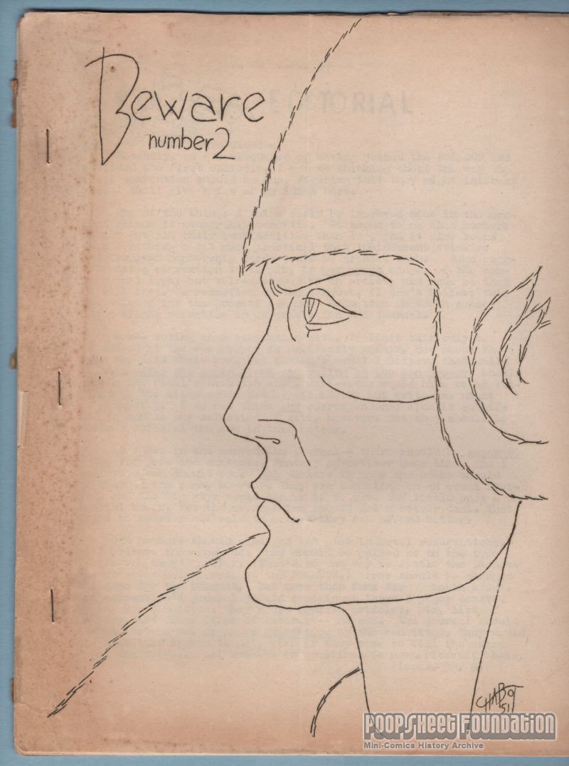 BEWARE #2 sf fanzine KEN BEALE Henry Chabot DAVID STONE science fiction 1951