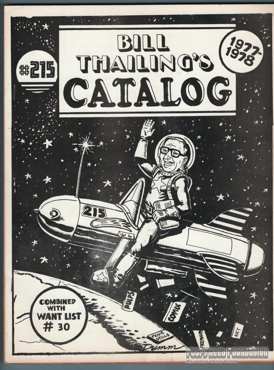 BILL THAILING'S CATALOG #215 + WANTLIST #30 comics BLB Gary Dumm ORIG ART 1977