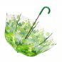 Transparent Birdcage Green Autumn Leaf Leaves Fall Lady Waterproof Rain Umbrella