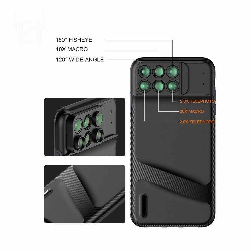 Dual Camera Lens Phone Cover Coverage Wide Angle Fisheye for iPhone XR XS Max