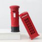 British Vintage London Telephone Booth Postbox Kids Saving Box Piggy Bank Model