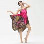 Sexy Women Pink Pattern Silk Satin Night Pajamas Sleepwear Nightdress Nightwear