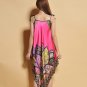 Sexy Women Pink Pattern Silk Satin Night Pajamas Sleepwear Nightdress Nightwear