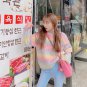 Rainbow Colorful Knitted Turtleneck Women Autumn Winter Fall Long Sleeve Sweater