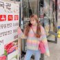 Rainbow Colorful Knitted Turtleneck Women Autumn Winter Fall Long Sleeve Sweater