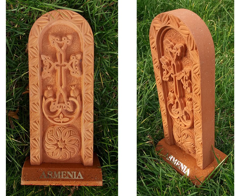 Armenian Cross-Stone, Armenian Handmade Khachfar, Cross-Stone with Eternity Sign and Pomegranate