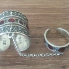 Armenian Double Ring Sterling Silver with Pomegranate Stones