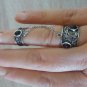 Armenian Double Ring Sterling Silver with Three Natural Stones