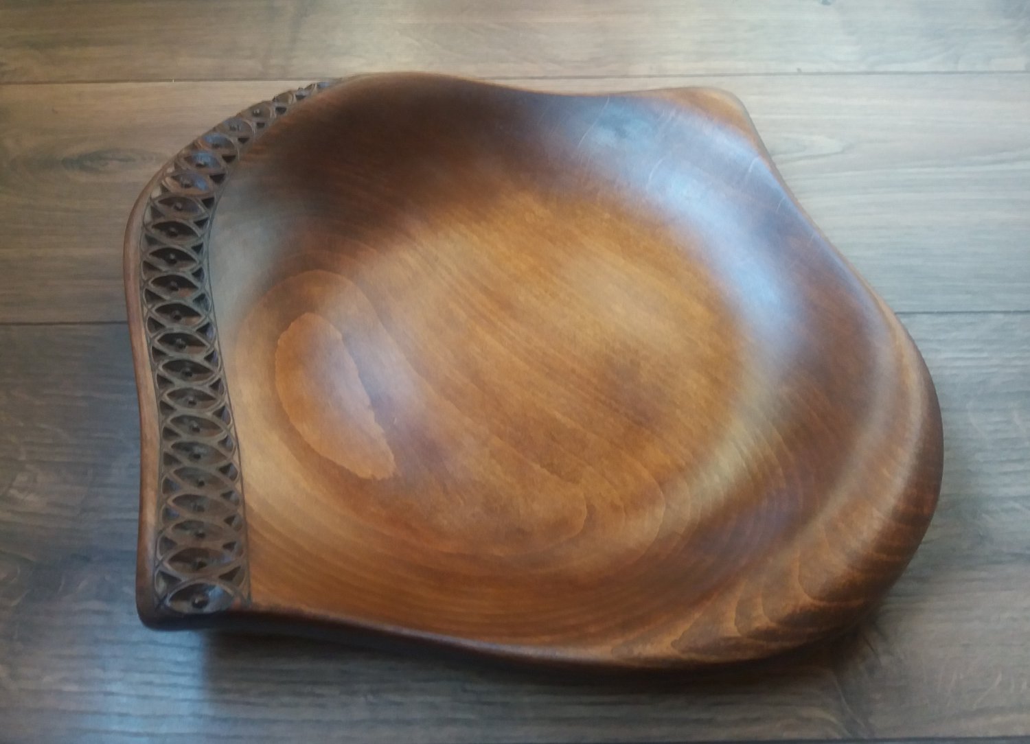Decorative Armenian Beech Carved Bowl-Dish, Handmade Wooden Bowl
