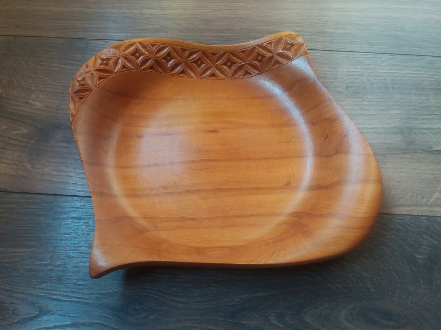 Decorative Armenian Beech Carved Bowl-Dish, Handmade Wooden Bowl