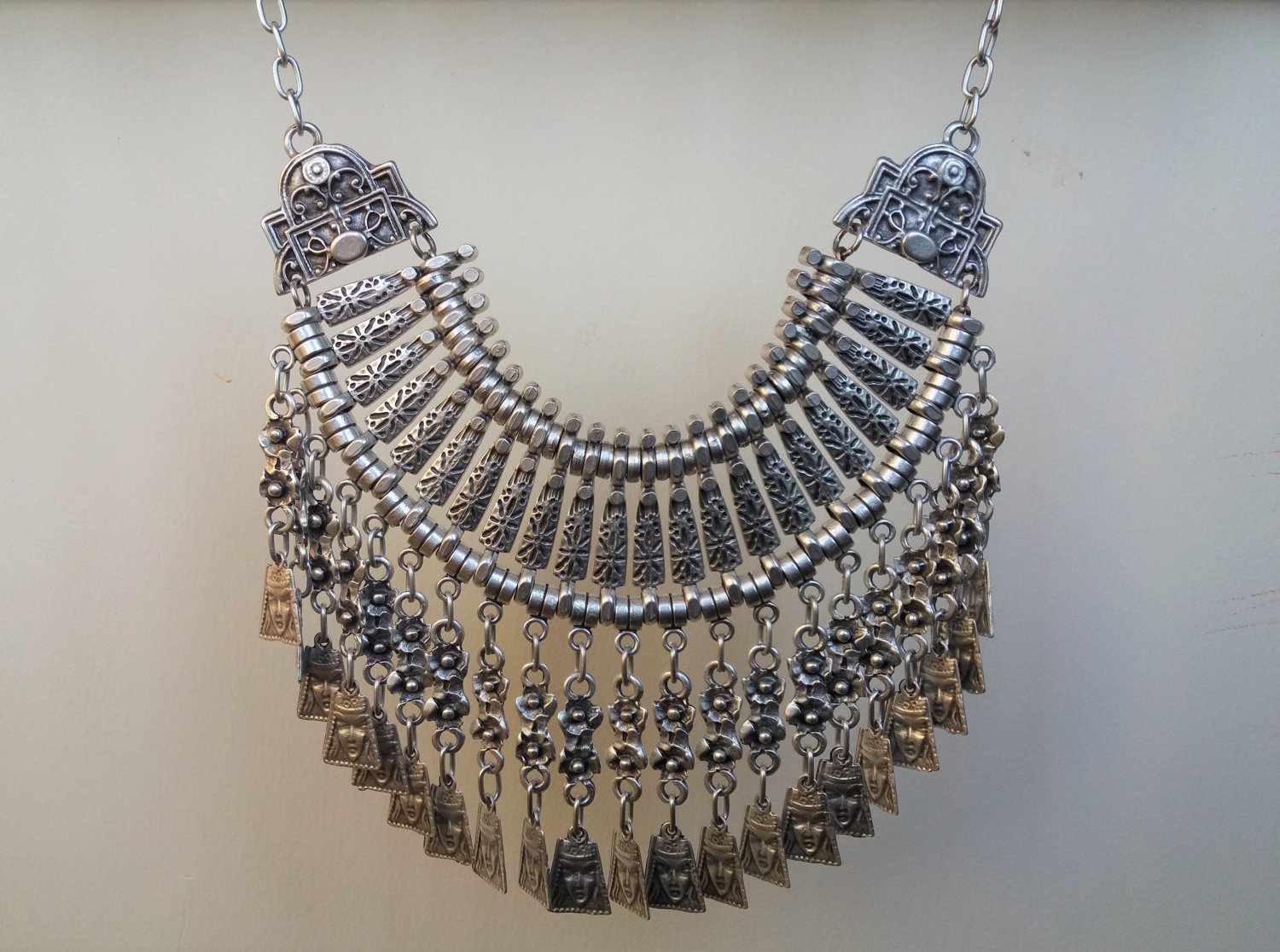 Anahit Haft Moon Drop Coin Statement Necklace, Armenian Anahit Necklace, Goddess Statement Necklace