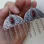 Armenian Half Circle Dangle Drop Earrings with Pomegranate Seeds Stone