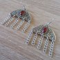 Armenian Half Circle Dangle Drop Earrings with Pomegranate Seeds Stone