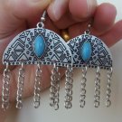 Armenian Half Circle Dangle Drop Earrings with Turquoise Stone