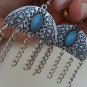 Armenian Half Circle Dangle Drop Earrings with Turquoise Stone