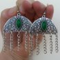 Armenian Half Circle Dangle Drop Earrings with Chrysolite Stone