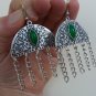 Armenian Half Circle Dangle Drop Earrings with Chrysolite Stone