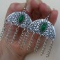 Armenian Half Circle Dangle Drop Earrings with Chrysolite Stone