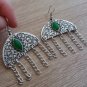 Armenian Half Circle Dangle Drop Earrings with Chrysolite Stone