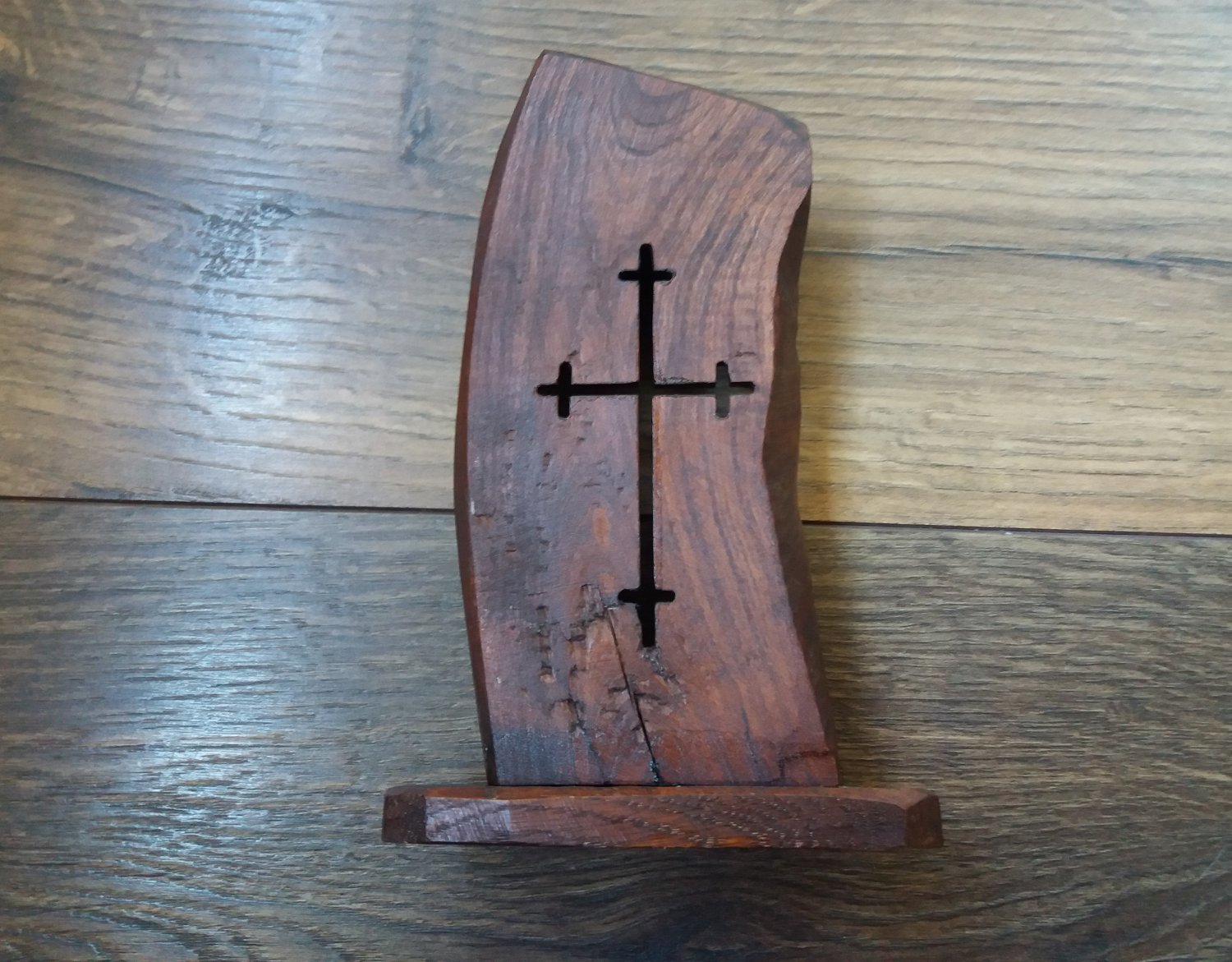 Armenian Wooden Cross Candle Holder, Decorative Wooden Cross Candle Holder