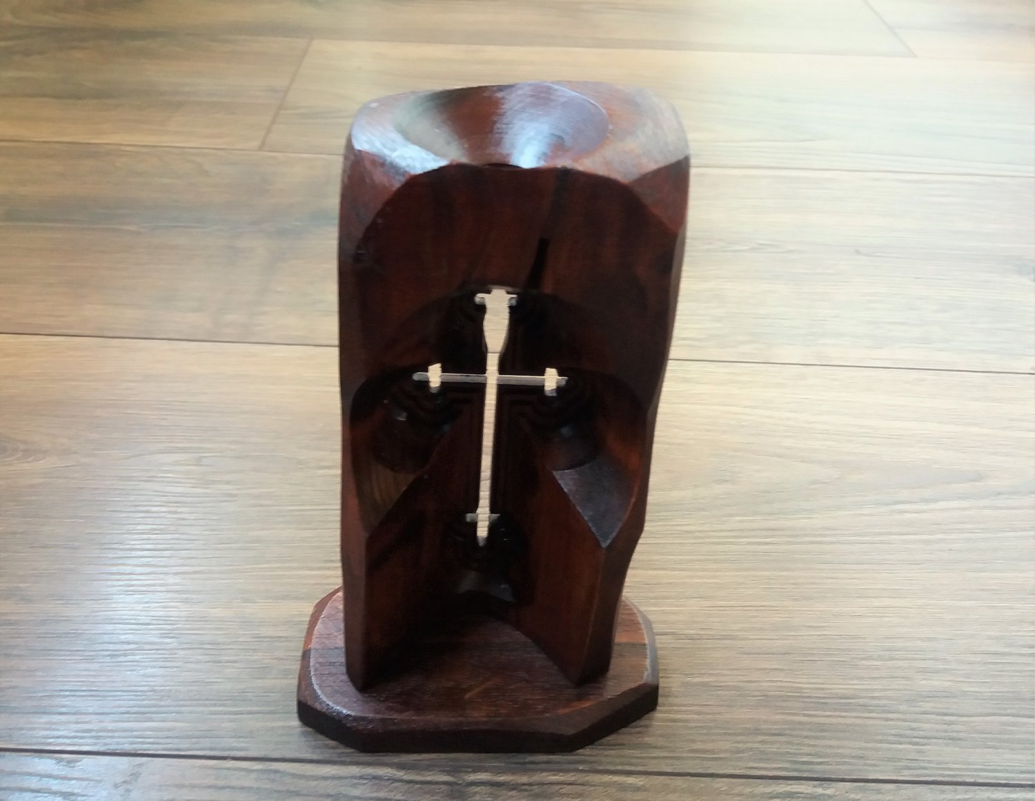 Armenian Wooden Cross Candle Holder, Decorative Wooden Cross Candle Holder
