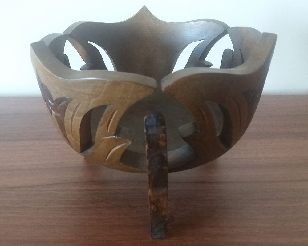 Decorative Armenian Walnut Carved Bowl