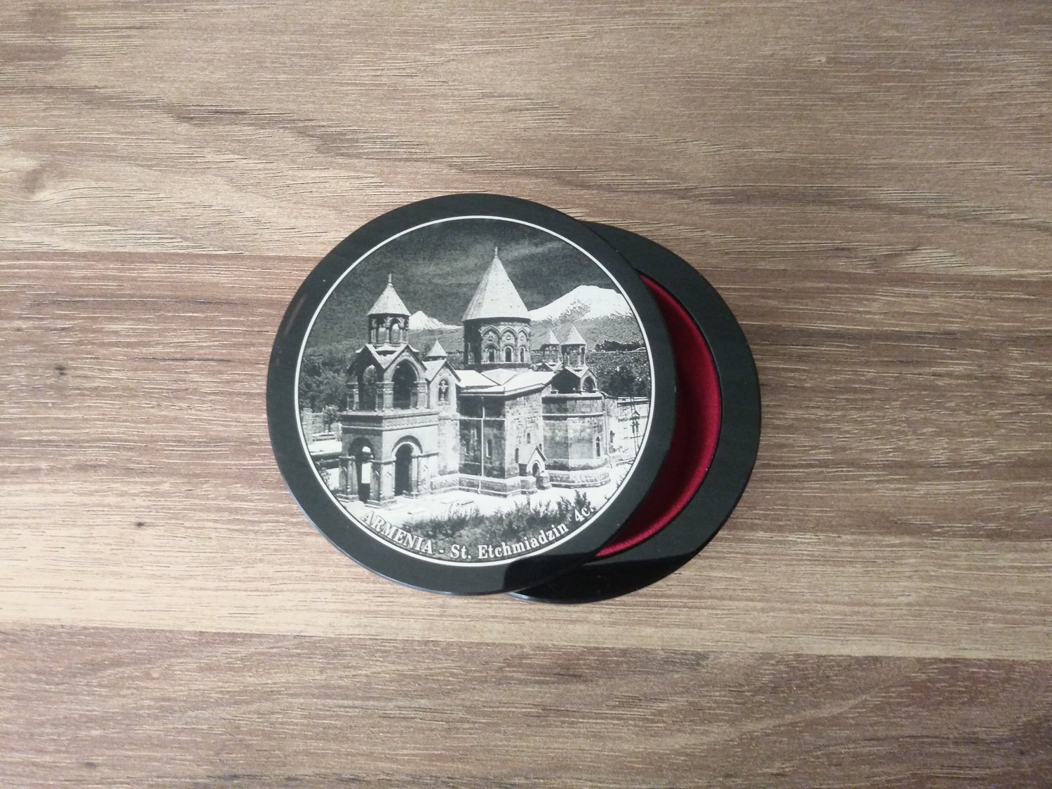 Long Armenian Wooden Box with Etchmiadzin Cathedral and Mount