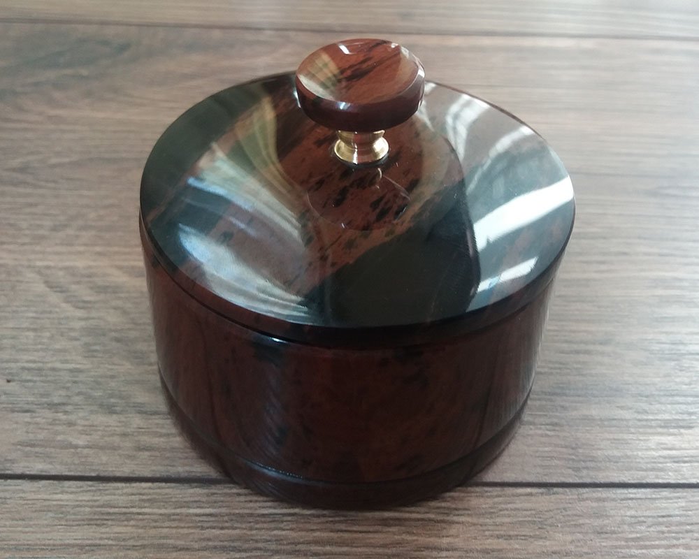 Round Obsidian Box, Armenian Handmade