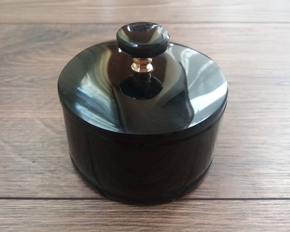 Round Obsidian Box, Armenian Handmade
