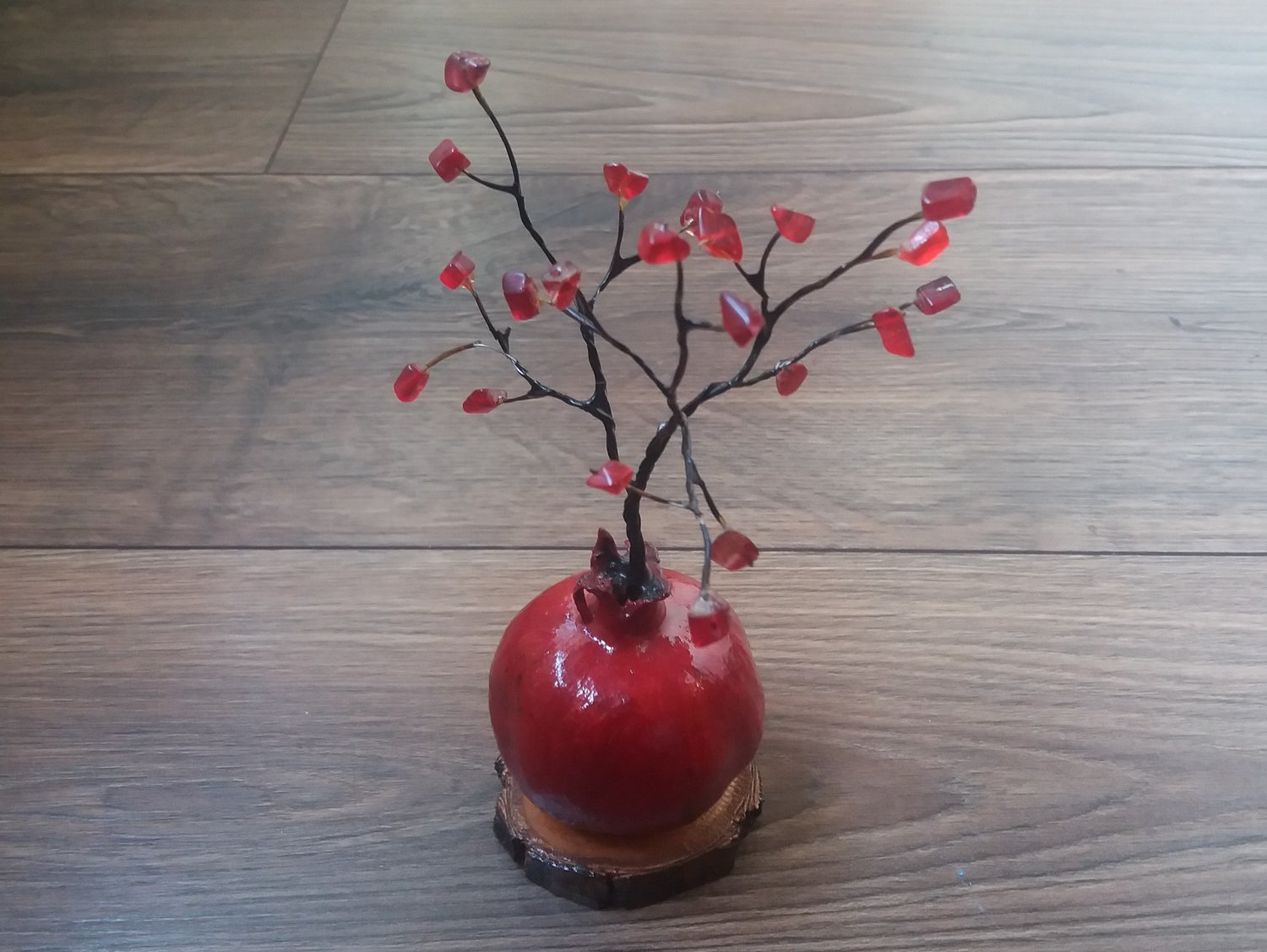Red Quartz Fertility and Good Fortune Pomegranate Tree