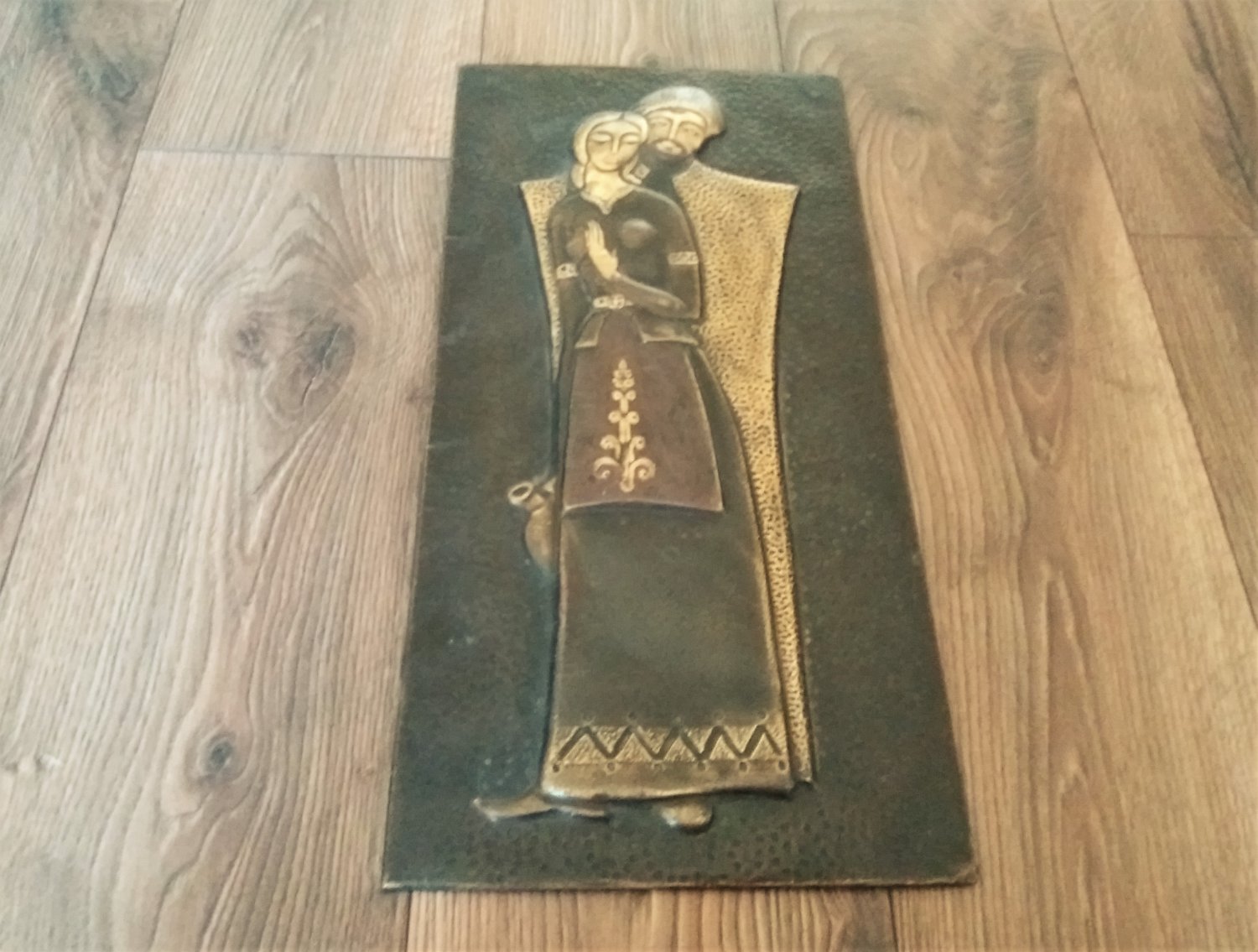 Vintage Embossed Copper Wall Decoration of Anoush, Armenian Anoush Love Story, Chekanka