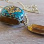 Basket Turquoise Mosaic Gemstone Pendant Necklace, Colorful Basket Necklace