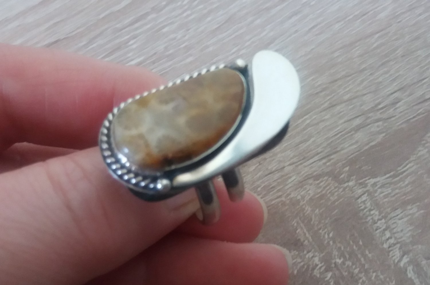 Handmade Armenian Agate Ring in Sterling Silver, Agate Stone Ring, Sterling Silver Ring