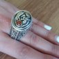 Handmade Armenian Kuchi Style Ring, Sterling Silver Ring, Malachite and Sardonyx Stone Ring