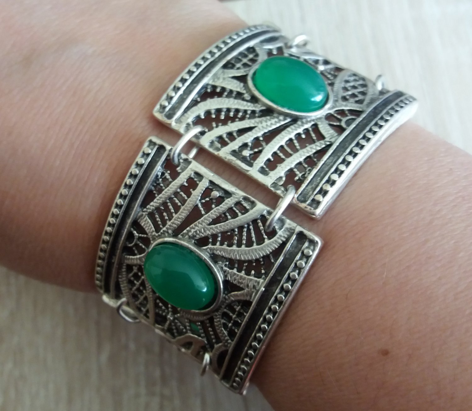 Silver Plated Curved Square Shaped Armor Link Bracelet, Armenian Bracelet, Ethnic Tribal Bracelet