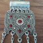 Silver Plated Sun Drop Coin Pomegranate Necklace, Sun Armenian Necklace with Pomegranate Stone
