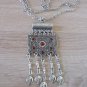 Silver Plated Sun Drop Coin Pomegranate Necklace, Sun Armenian Necklace with Pomegranate Stone