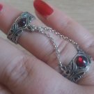 Armenian Double Ring Sterling Silver with Garnet Stones