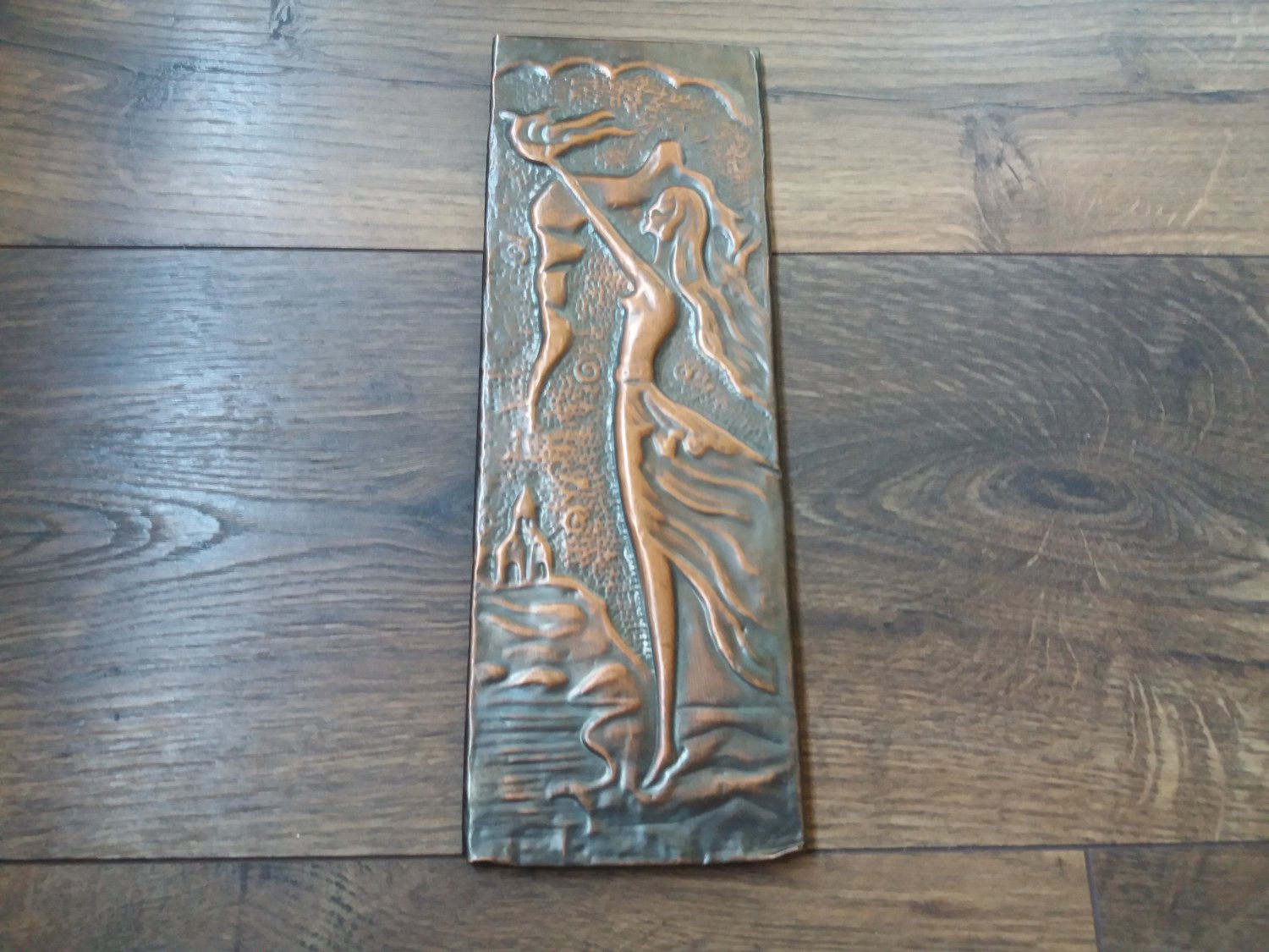 Vintage Embossed Copper Wall Decoration of the Legend of Tamar, Tamar Armenian Legend, Chekanka