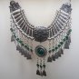 Silver Plated Drop Coin Anahit Necklace, Armenian Necklace, Armenian Necklace with Chrysolite Stones