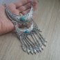 The Two Moon Turquoise Leaf Tears Drop Statement Necklace, Armenian Tears Drop Necklace