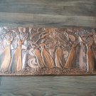 Vintage Embossed Copper Wall Decoration of Traditional Folk Dance for Collecting Fruits