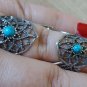 Armenian Articulated Double Ring Sterling Silver with Turquoise Stone, Flowery Articulated Ring