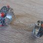 Armenian Double Ring Sterling Silver with Pomegranate Seeds Stone, Armenian Jewelry