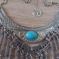 Moon Turquoise Tree of Life Drop Statement Necklace, Armenian Tree of Life Drop Necklace