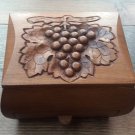 Handmade Armenian Wooden Box with Drawer and Decorated with Grapes