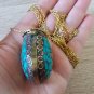 Basket Turquoise Mosaic Gemstone Pendant Necklace, Colorful Basket Necklace