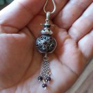 Armenian Sterling Silver Pomegranate Perfume Bottle-Flask Necklace with Pomegranate Seeds Stones