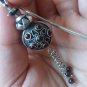 Armenian Sterling Silver Pomegranate Perfume Bottle-Flask Necklace with Pomegranate Seeds Stones